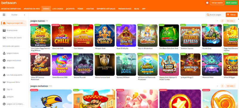 Betsson Casino Homepage