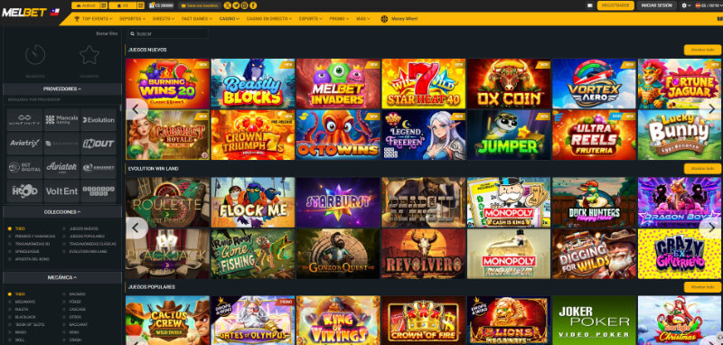 Melbet Casino Homepage